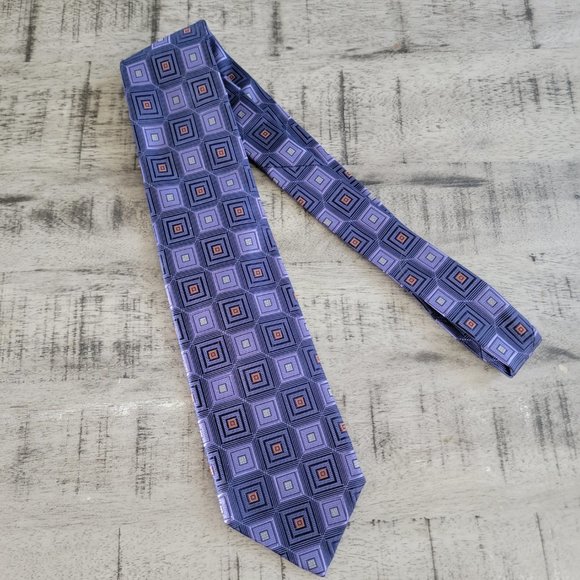 Robert Talbott Lavender Navy and Gray Geometric Print Silk Tie 56.… - Picture 2 of 9